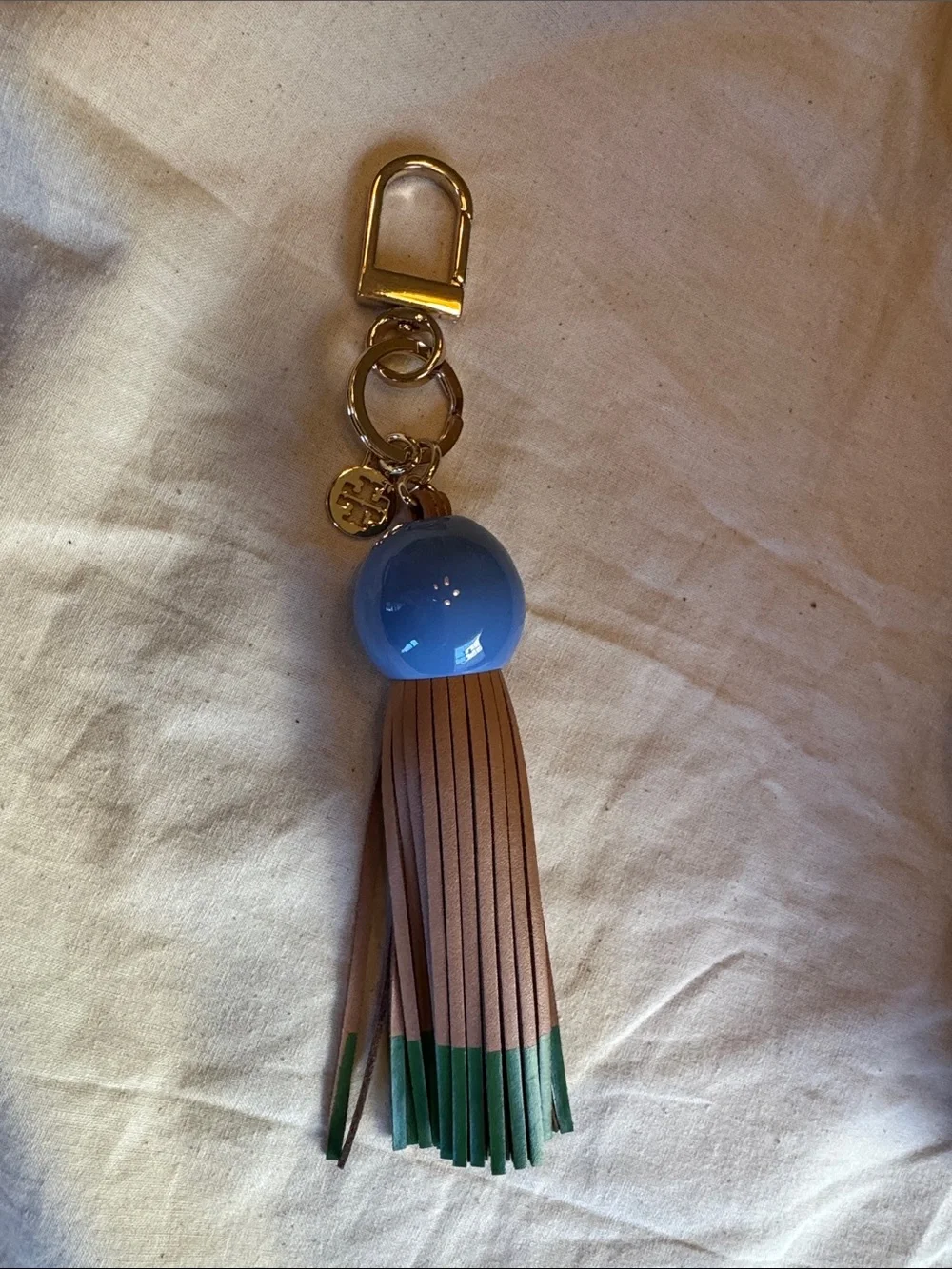 Tory Burch Leather Top Handle Bag with Tassel Charm